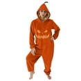 thumbnail image 5 of Family Matching Halloween Pajamas,Halloween Pumpkin Onesie Family Matching Set, Fuzzy Jack O' Lantern Plush Pajama Sleepwear with Hooded Pumpkin Stem, Fall Halloween Family Matching Loungewear-A,L, 5 of 8
