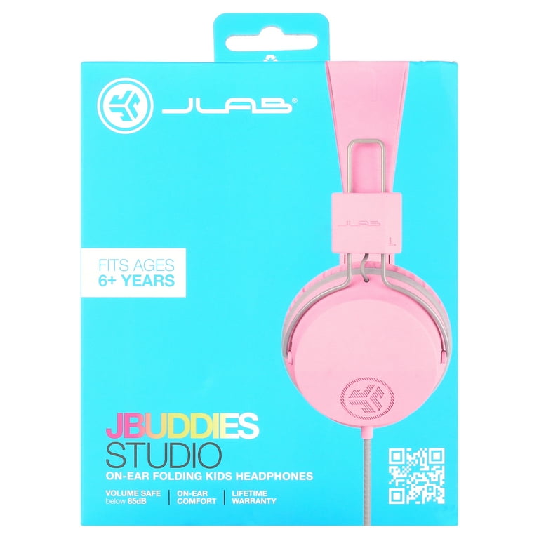 Jlab JBuddies Studio On-Ear Kids Wired Headphones, Pink, Studio Volume Safe, Volume Limiter, Folding, Adjustable, Noise Isolation, with Mic Jlab JBuddies Studio On-Ear Kids Wired Headphones, Pink, Studio Volume Safe, Volume Limiter, Folding, Adjustable, Noise Isolation, with Mic