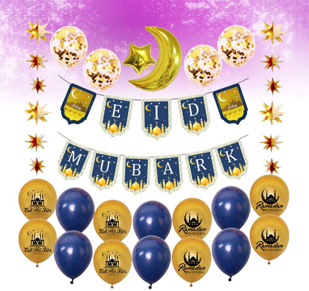 Details about   16" Eid Mubarak Ramadan Kareem Foil Balloon Eid Baloons Islamic Decor 