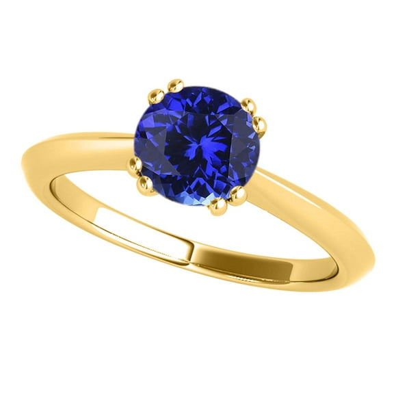 Mauli jewels Rings for Women 1.00 Carat Tanzanite Engagement Ring Prong 10k Yellow Gold