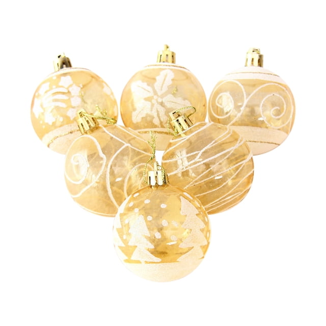 Xihbxyly Bolas Decorativas para Árbol de Navidad, Diseño Transparente Pintado, Patrones Navideños Coloridos, Material Plástico Reutilizable, Decoración Festiva, Tamaño 6 Cm, Juego de 6 Bolas
