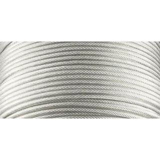 25ft White Plastic Cover Cable, Galvanized Vinyl-Coated Wire Rope, 1/8in  Thick