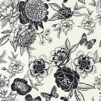 Arthome 17"×393" Peel and Stick Wallpaper Self Adhesive Floral Contact Paper Black Rose Vintage Vinyl Wall Paper Removable Decorative Film for Room and Furniture Decoration