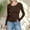 Coffee women's fall winter tops a1, variant on Women's Fall Winter Round Neck Long Sleeve Slim Fit Basic Casual Pullover Tops Solid Tshirt Dressy Tunic Blouse Cozy Layering Clothes, Blue 2XL