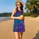 thumbnail image 3 of Easygdp Purple and Green Glitter para Vestido Transpirable de Mujer, Vestido Suelto de Manga Corta con Pliegues y Bolsillos para el Verano, 3 of 7