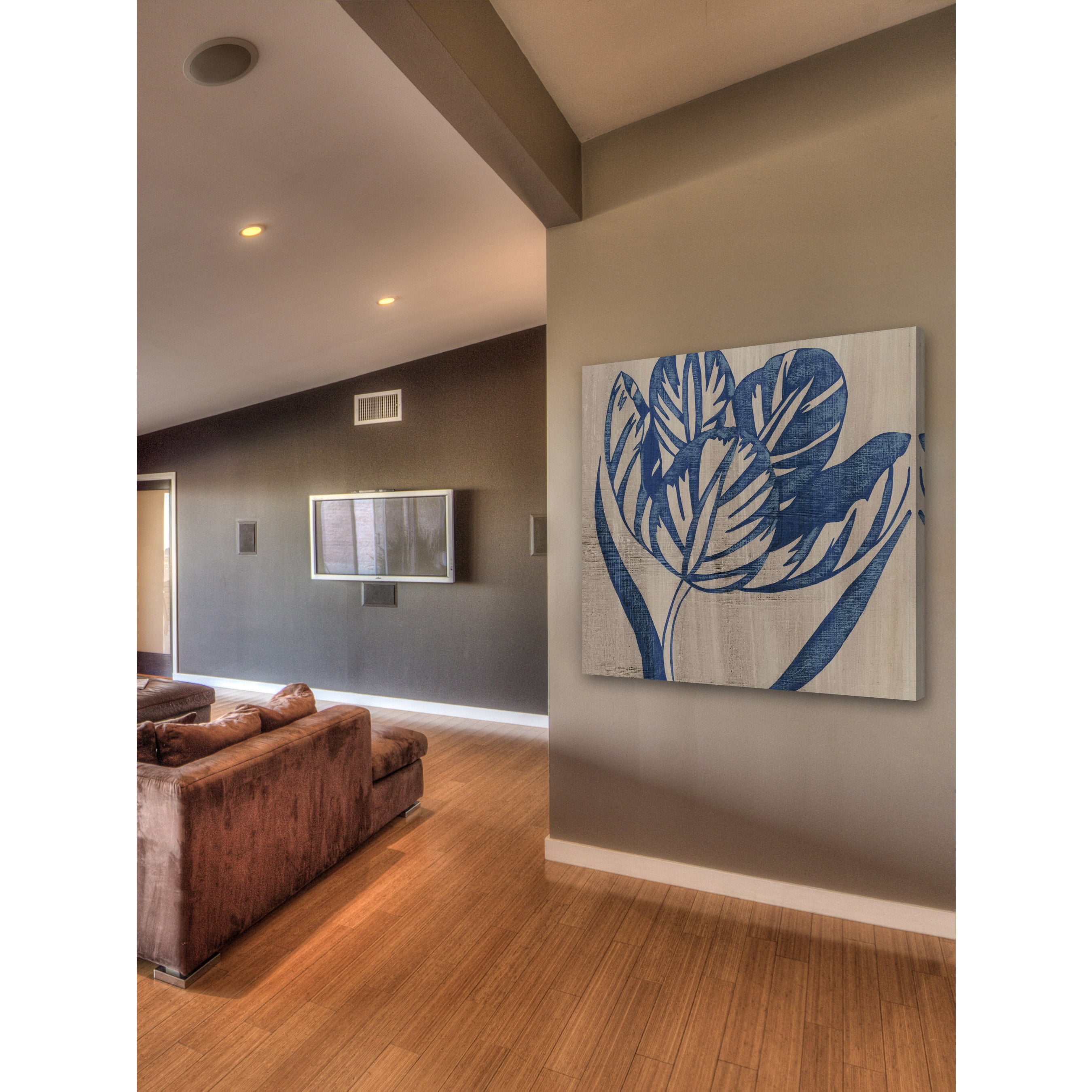 "Indigo Tulip" Painting Print on Wrapped Canvas