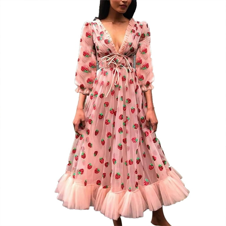 Seyurigaoka Women's Fruit Patterns Long Dress, Slender Waist Loose Fit Dress - Walmart.com Seyurigaoka Women's Fruit Patterns Long Dress, Slender Waist Loose Fit Dress - Walmart.com
