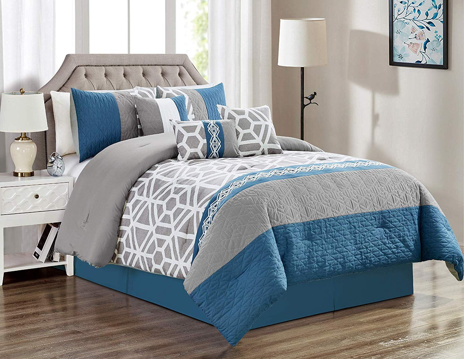 queen size comforter blue