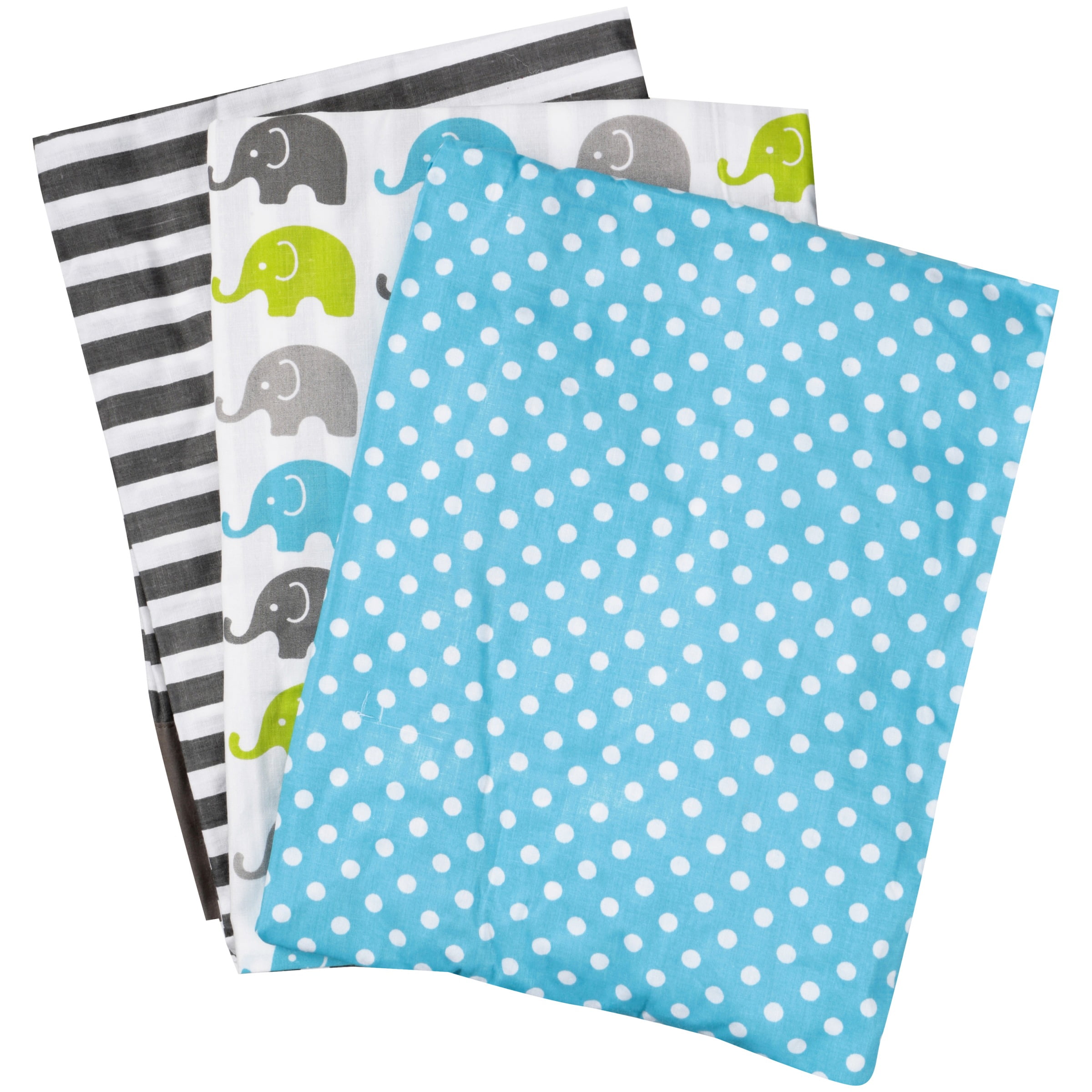 Bacati Elephants Aqua Lime Grey Toddler Sheet Set 3 ct Package
