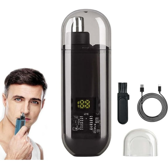 Portable Nose Hair Trimmer, 2 in 1 Nose and Ear Hair Trimmer for Men, Nose Hair Trimmer Clipper with LED Display for Women, USB Rechargeable, IPX7 Waterproof for Easy Cleansing