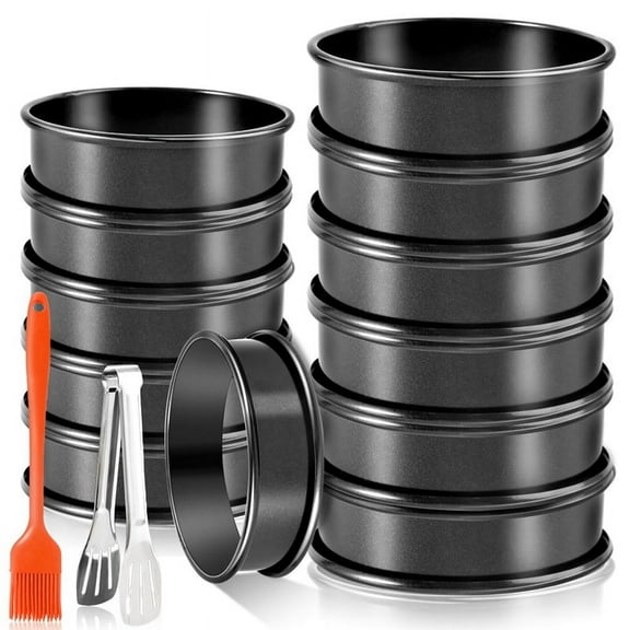 12Pack Crumpet Rings-Nonstick English Muffin Rings,Double Rolled Tart Rings Set, Molds for Baking (4 Inch 3.35Inch)