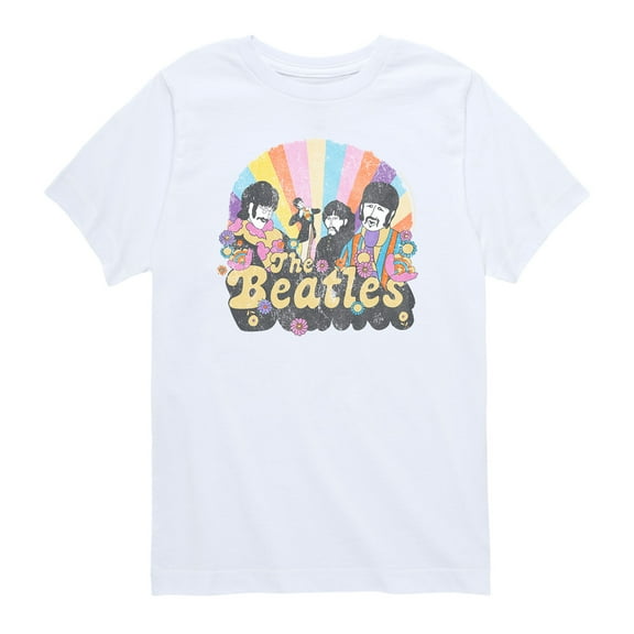 The Beatles - Retro Flower Illustration - Toddler And Youth Short Sleeve Graphic T-Shirt