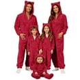 thumbnail image 2 of pstuiky Womens Christmas Pajamas Cozy Fleece Hooded Jumpsuit Pajamas Long Sleeve Christmas Family Matching Lounge Wear for Mom Winter Home Sleepwear Set, 2 of 8