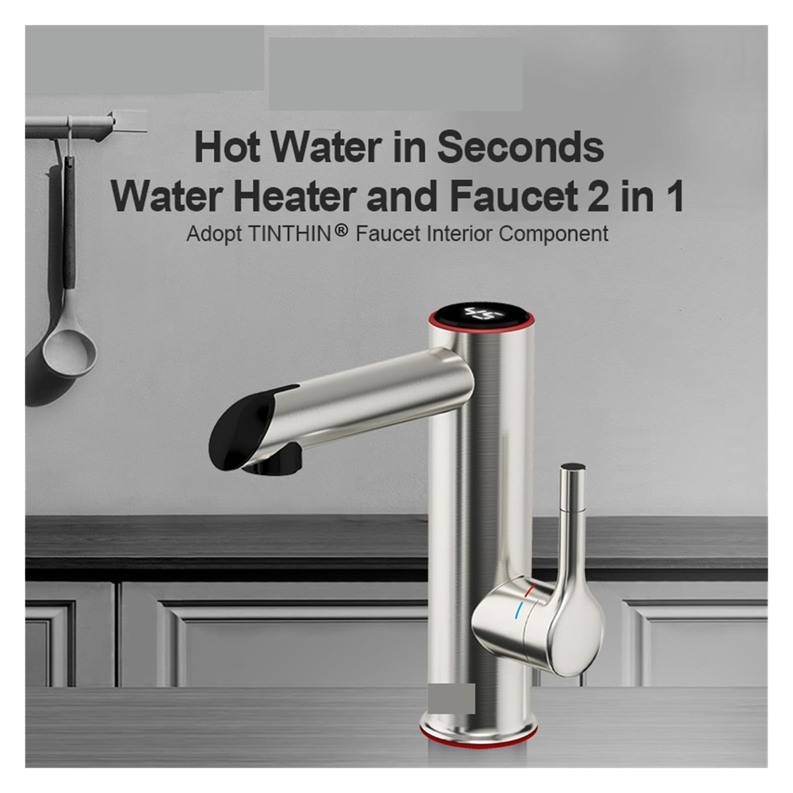 Stainless Steel Electric Faucet Bathroom Heating Tap Mini Water Heater Instant Hot Water Faucet 2 In 1 Mixer