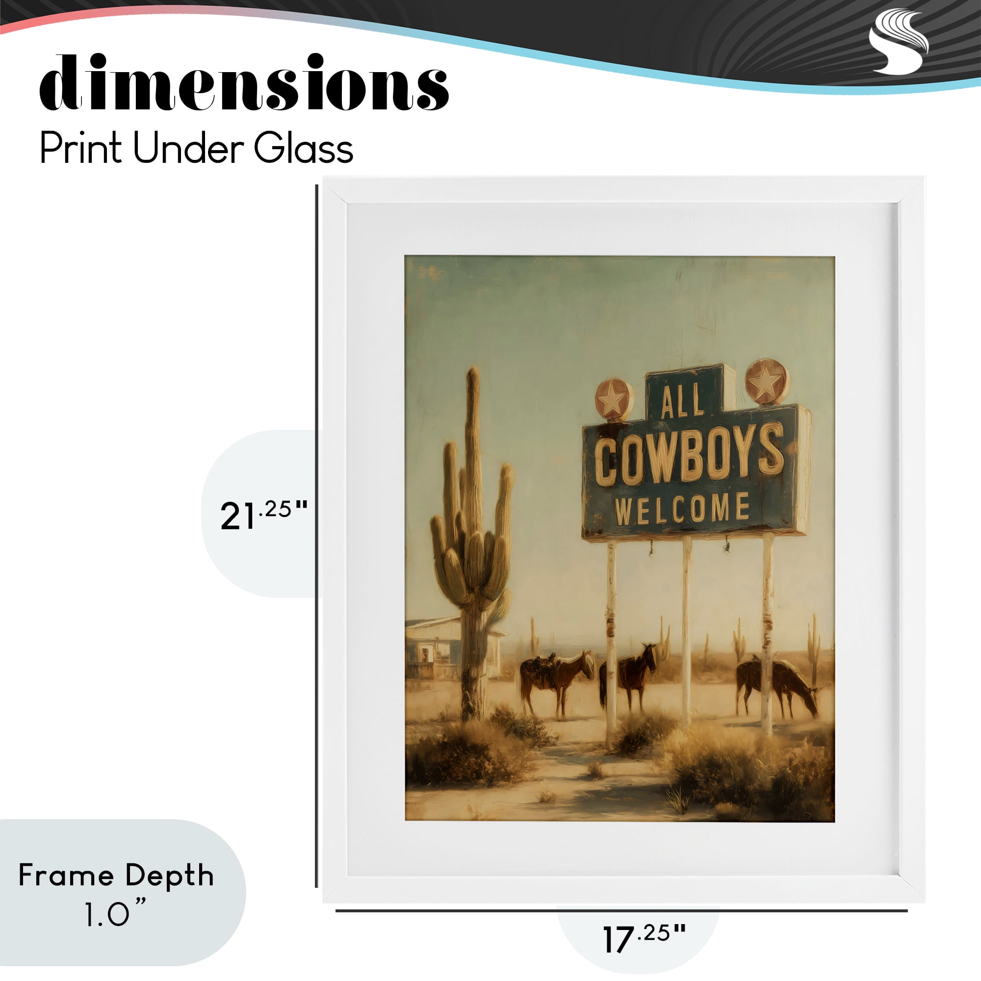 Stupell Industries All Cowboys Welcome Desert White Framed Print Under Glass, design by Arlington Prints