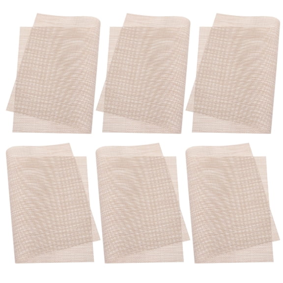 IFANLANDOR 6Pcs Rectangular Beige PVC Placemats Foldable Non Slip Table Mats