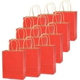 thumbnail image 2 of 50-Packs Gift Bag with Handles Bulk Kraft Red Paper Bags Multiple Uses (8.3"x3"x6"inch Small Size), 2 of 11