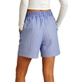 thumbnail image 6 of Bosfbaoi Women's Striped Shorts Elastic Waist Drawstring Shorts Summer Loungewear Shorts with Pockets, 6 of 6