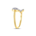 thumbnail image 3 of 10kt Yellow Gold Womens Round Diamond Heart Arrow Band Ring 1/10 Cttw, 3 of 4