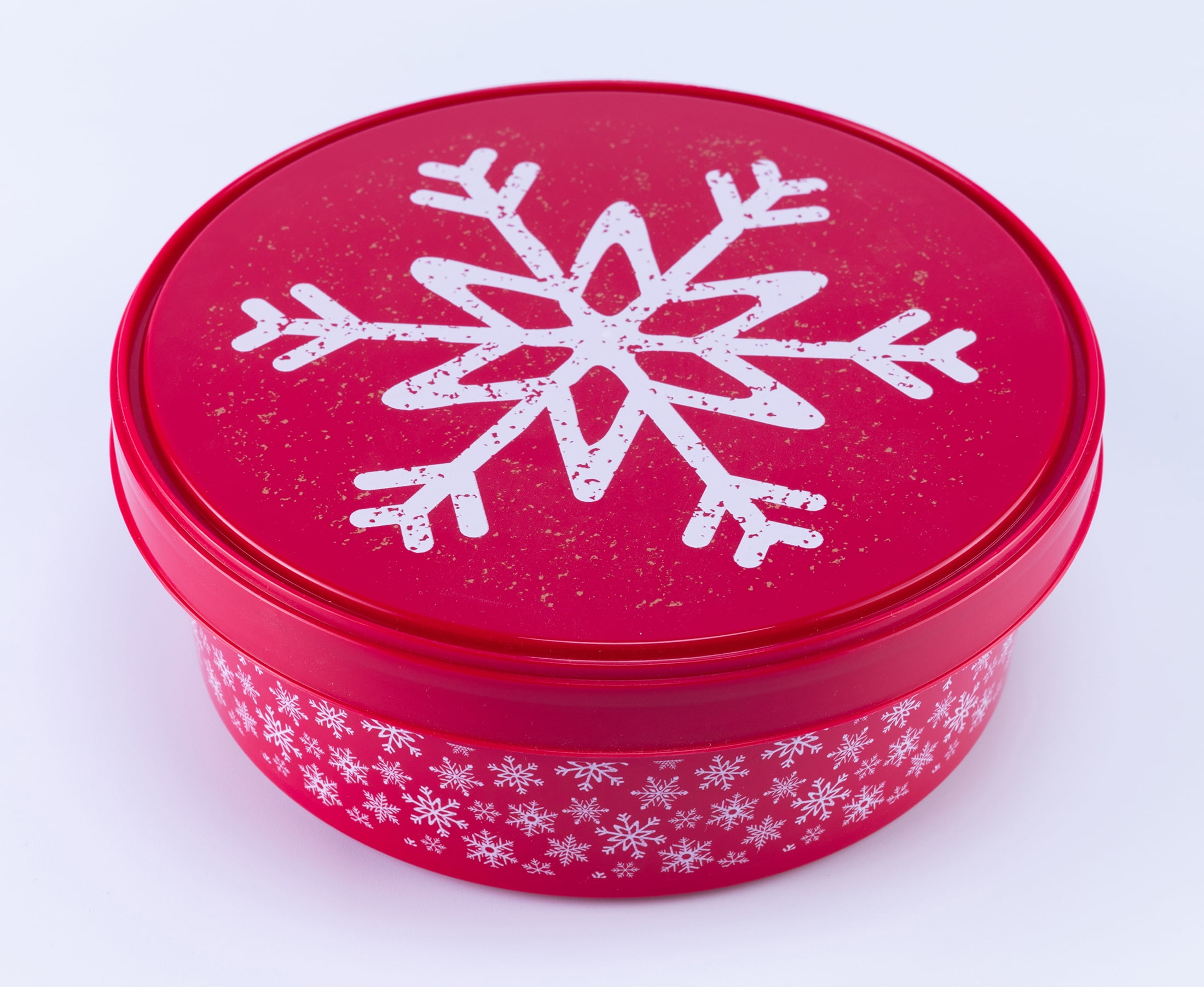 Holiday Time 2PK Round Plastic PP Red Treat Container, Snowflake