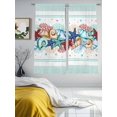 thumbnail image 4 of Summer Marine Sheer Curtains 72 Inch Long 2 Panels, Life Beach Starfish Shell Coral Teal Stripes Light Filtering Rod Pocket Curtains, Sheer Voile Drapes for Living Room Bedroom, 52"x72", 4 of 8