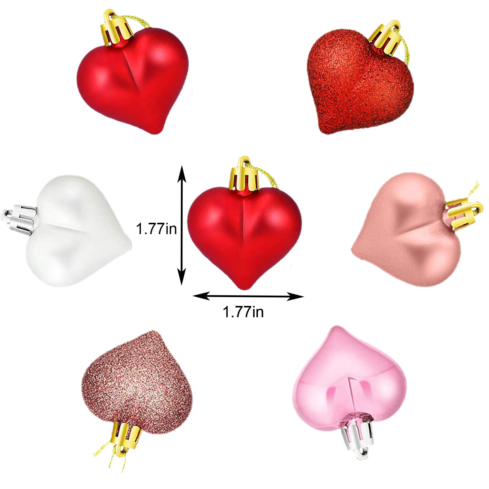 36Pcs Valentine Decorations Heart Ornaments Romantic Valentine's Day ...