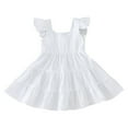 thumbnail image 1 of Felwors Robe Princesse Unie à Manches Volantées pour Tout-Petites Filles, Robe de Danse, Robes de Fête, Vêtements, 1 of 4