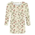 thumbnail image 4 of WJHWSX Womens Fall Tops,3/4 Length Sleeve Womens Tops,Soft,Crew Neck,Printed,Multicolor,4XL, 4 of 5