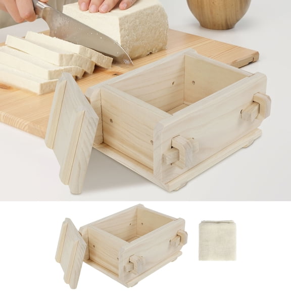 Ikoopy Tofu Maker Kit Wooden Tofu Pressing Mold with Drain Hole DIY Homemade Soybean Curd Making Tool for Home Cheese