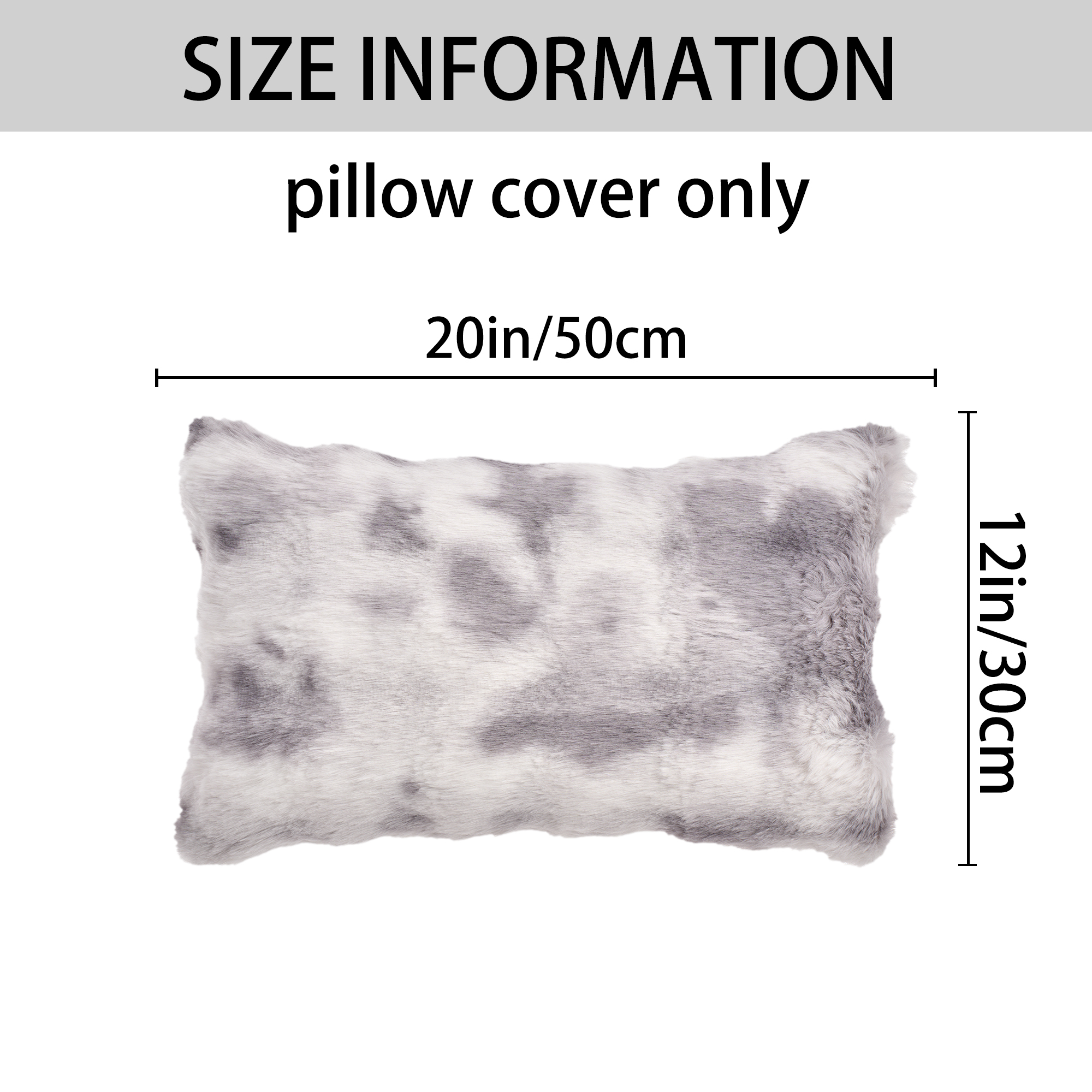 Unique Bargains 2pcs Soft Fluffy Pillow Covers for Living Room Grey 20" x 12"