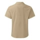thumbnail image 5 of Camisas De Franela Para Hombre Camisa holgada de talla grande informal sólida de lino y algodón para hombre, camisa de manga corta con cuello vuelto para hombre (Khaki, 3XL), 5 of 6