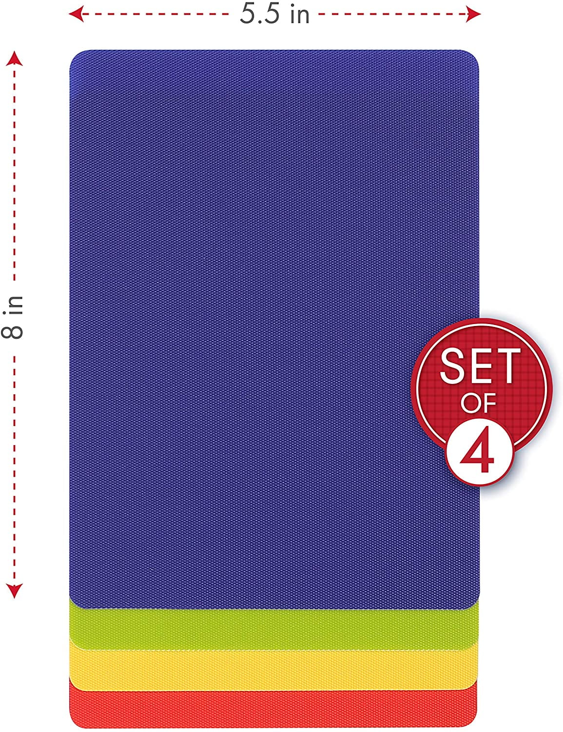 MKEUDQ-Heavy Duty Cutting Board Grippmat, Flexible Cutting Boards for Kitchen, Set of 4, Non Slip Plastic Board Cutting Mat 5.5 by 8 Inches Gray, Red, White and Green Set, Kitchen Gadgets