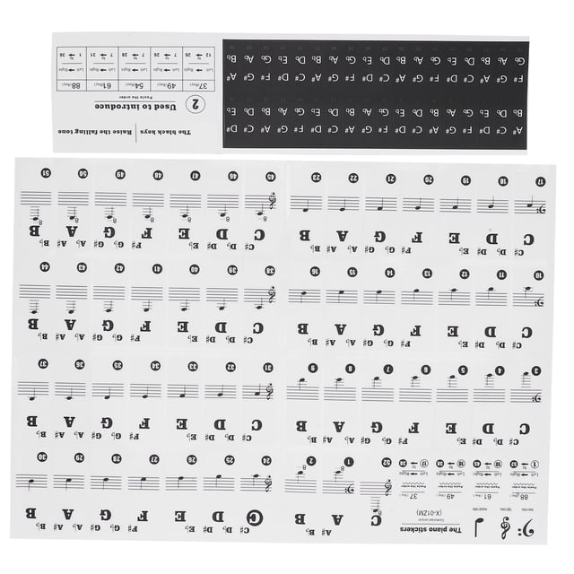 Sonew Piano Note Self‑Adhesive,Piano Key Paster,Piano Key Sticker Electronic Organ Universal Keys Transparent Notation Paster Decoration