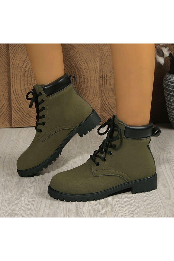 Women's Lace Up Chunky Casual Ankle Combat Boots Fashionable Non-Slip Goth Platform Boots