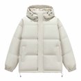 thumbnail image 6 of Hooded Puffer Jacket Men Solid Color Windproof Zip Up Winter Coat,Warm Thick Padded Outerwear with Pockets, 6 of 8