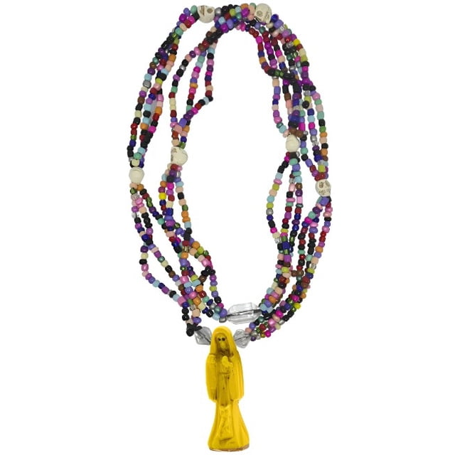 Collar Rosario Santa Muerte Amarillo Ritualizada
