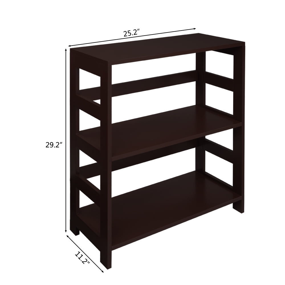 Kepooman 3-Tier Modern MDF Bookcase Shelf Storage Organizer for Home Office, Brown Kepooman 3-Tier Modern MDF Bookcase Shelf Storage Organizer for Home Office, Brown
