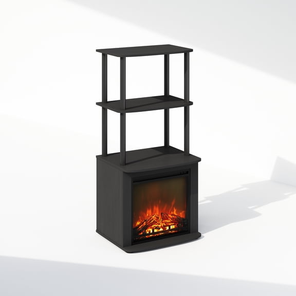 2-Tier Tall Side Table Display Rack with No Heat Decorative Electric Fireplace
