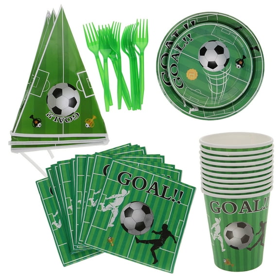 1 Set of Soccer Themed Party Tableware Disposable Paper Tableware Soccer Party Decoration