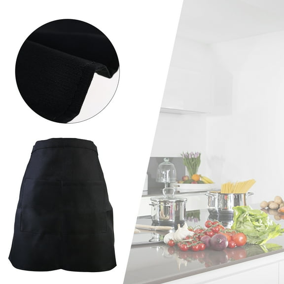 OUNONA Waitressing Apron Short Waitress Uniform Short Apron Short Waist Apron Man Black