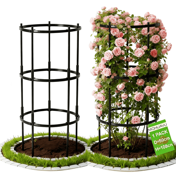 MQHUAYU Tomato Cage, 19.7 in Diameter 39.4 in Tall Rustproof Metal Garden Trellis, Climbing Plant Support for Cucumber, Vine and Flower, 1 Pack