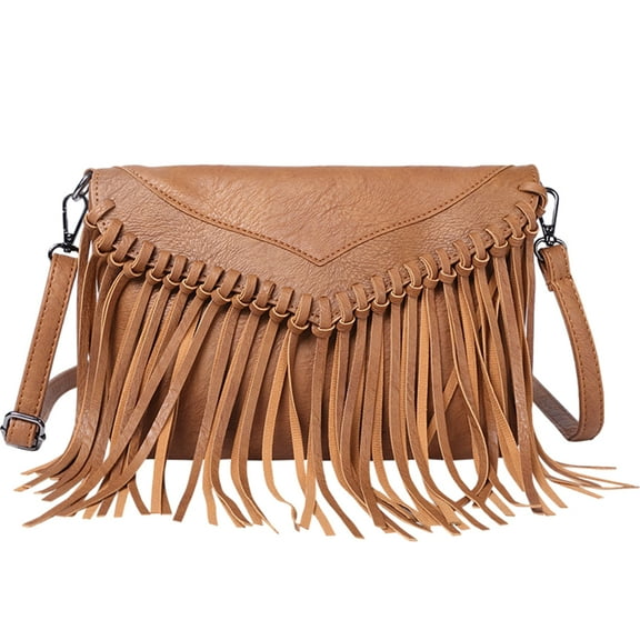 Crossbody Bags for Women Crossbody Handbag Fringe Purse Tassel Shoulder Bag Vintage Crossbody Bags for Women Trendy Shoulder Bag Women's Handbags Purse Travel Bag - brown