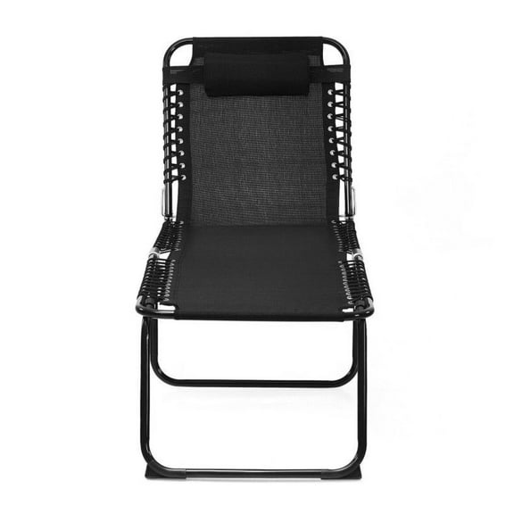 Beach Lounge Chair with Pillow, Folding Patio Chair Heightened Design, Adjustable Backrest, 265lbs Capacity, Outdoor Recliner for Beach, Yard, Lawn