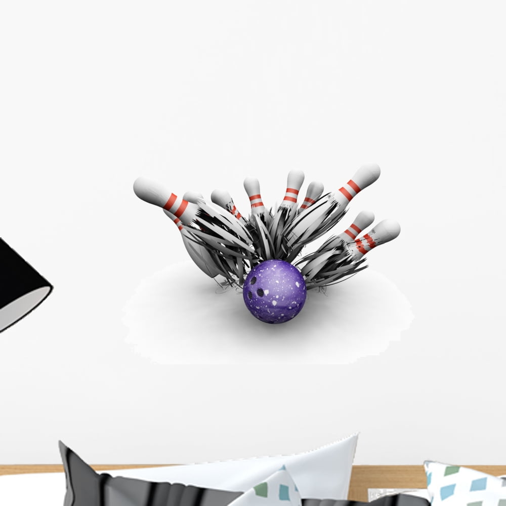 Bowling Ball Smashing into Wall Mural by Wallmonkeys Peel and Stick