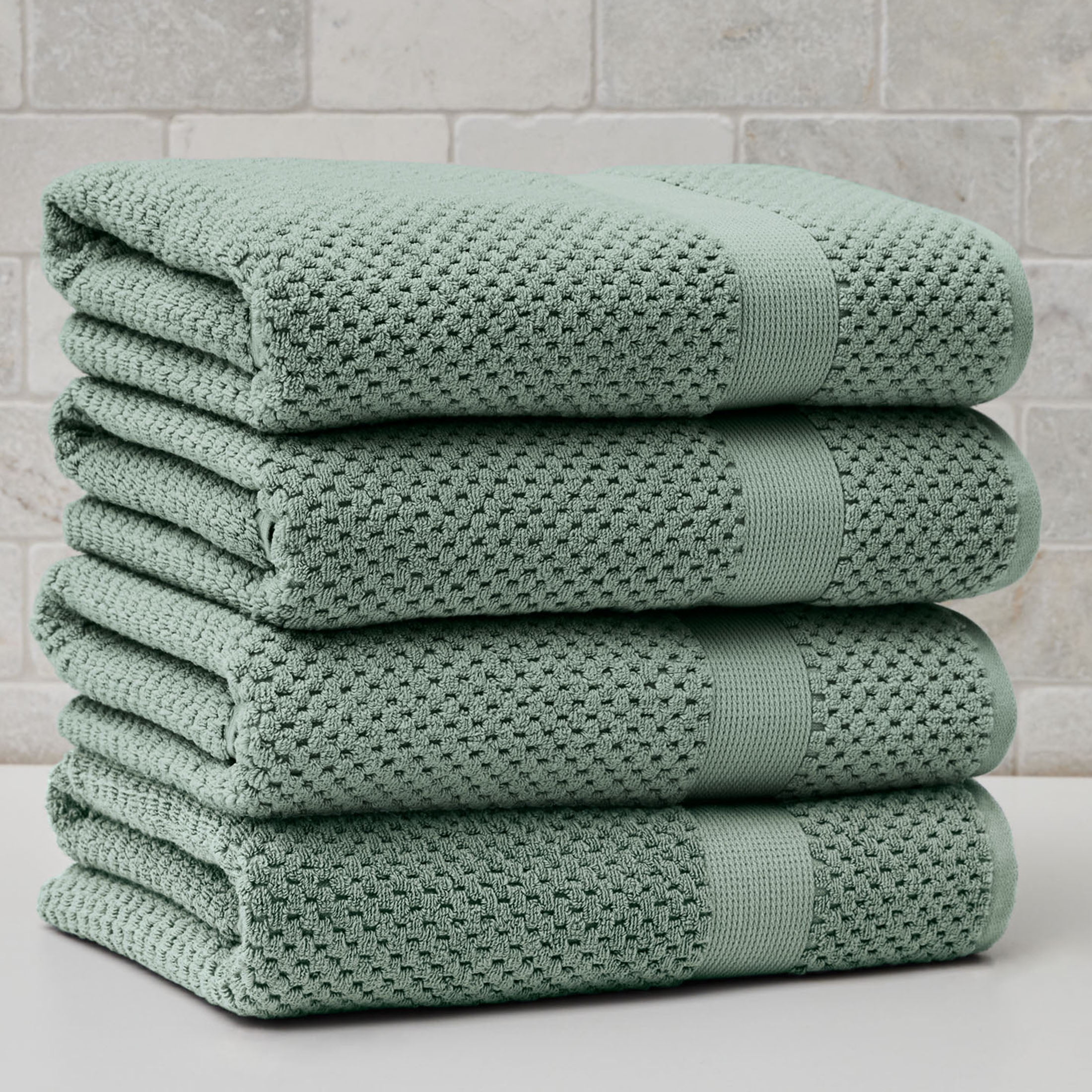 Better Homes & Gardens Signature Soft Cotton Popcorn Textured Bath Towel, Green River