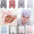 thumbnail image 3 of Newborn Hospital Hat Infant Baby Hat Cap with Big Bow Soft Cute Knot Nursery Beanie, 3 of 6