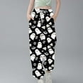thumbnail image 2 of SERTG Kids Halloween Print Pants with Drawstring and Pockets Fall Festive Comfortable Casual Pants for Boys and Girls 4-12 Years(Black#1,7-8 Years), 2 of 5