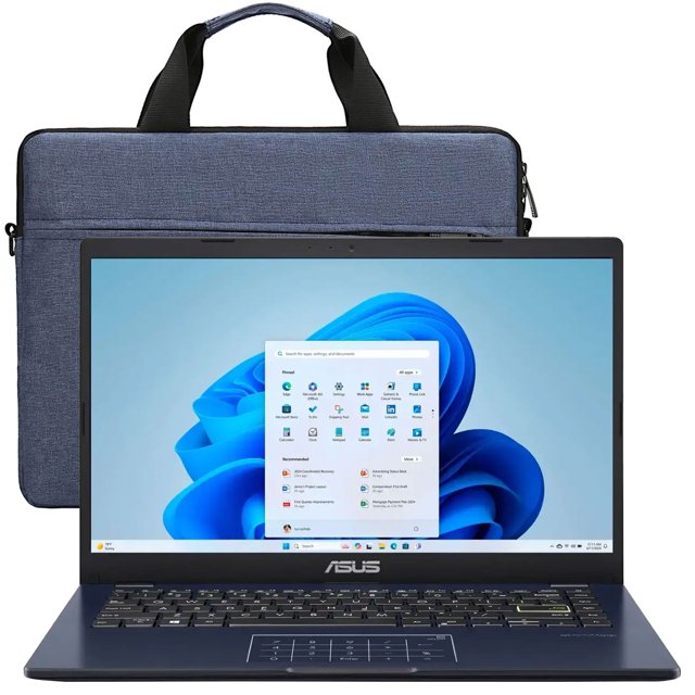 ASUS 14" FHD Laptop - Intel Pentium N6000, 4GB RAM, 64GB eMMC Storage (Star Black) + Splash Proof Wear Resistant Polyester Fiber Computer Briefcase Laptop Bags for 15.6" Laptops