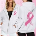 thumbnail image 2 of Women's Zip Up Hoodie With Pockets Breast Cancer Awareness Pullover Long Sleeve Drawstring Casual Athletic Sweatshirt, 2 of 6