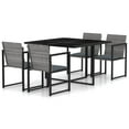 thumbnail image 1 of vidaXL 5 Piece Outdoor Dining Set with Cushions Poly Rattan Grey, 1 of 11